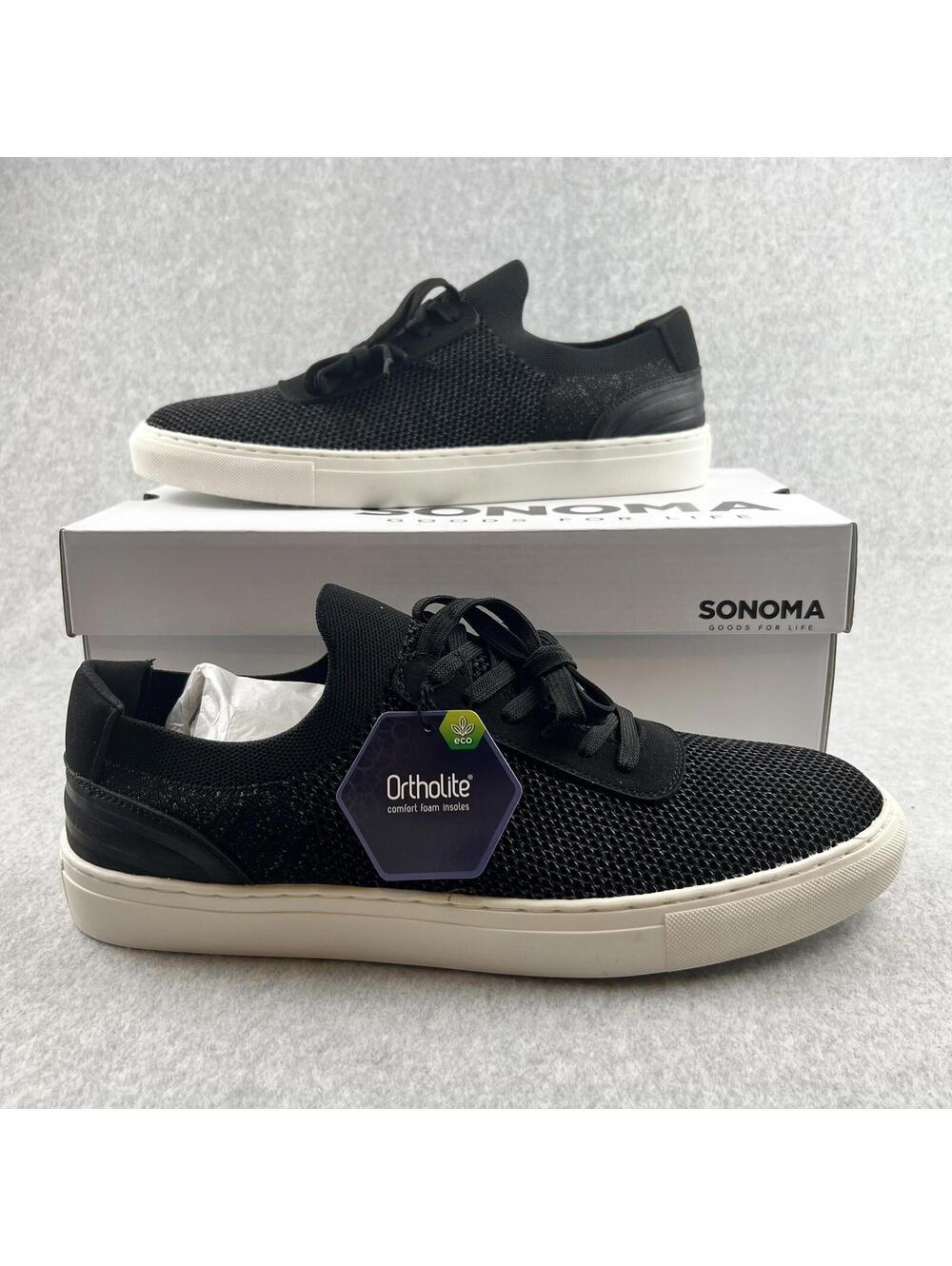 Sonoma Sneakers Men Size 12 Knitted Casual Comfort Ortholite Insoles Black New